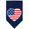 Unconditional Love American Flag Heart Screen Print Bandana Navy Blue Small UN797543